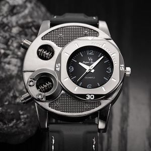 Wristwatches Military Sport Watch Men Unique Design Fashion Men's Leather Band Big Dial Male Quartz Clock Relogio Masculino