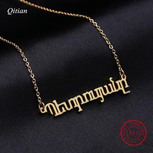 Armenian Name Necklace Gold Color 925 Silver Personalized Custom Necklaces For Gift Nameplate Pendant Choker Jewelry Chokers
