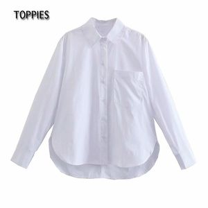 Toppies Weiße Hemden Frauen Blusen Lange Ärmel Button Shirts Übergroße Kleidung Weibliche Streetwear 210412