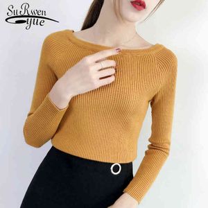 Sexy Mulheres Roupas Blusa de Frio Feminina Suéters e Pullovers Slash Pescoço Roupas de Inverno 5043 50 210521