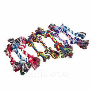 Pets Dog Toys Cotton Chews Knot Toy colorful Durable Braided Bone Rope 18CM Funny dogs cat ToyZC496