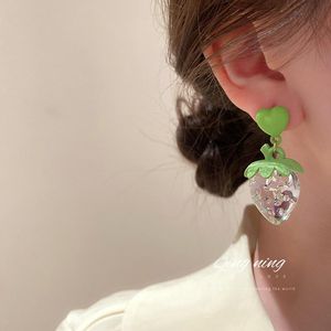 Dangle & Chandelier 925Fashionable Exaggeration Contracted Individual Character Tide Love Strawberry Earring Pendant Fresh And Sweet Woman