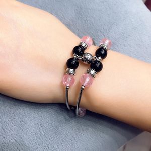 Link, Chain Couple Bracelet Magnetite Magnetic Powder Crystal Beaded Rough Stone Love Token A Pair Of Bracelets