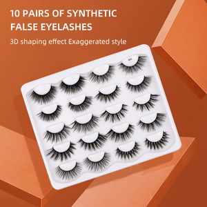 10 Paar falsche Wimpern, 3D-Faux-Nerzwimpern, handgefertigt, dramatisch, lang, dick, weich, natürlich, zart, flauschig, wiederverwendbare Volumen-Wimpern-Augen-Make-up-Tools