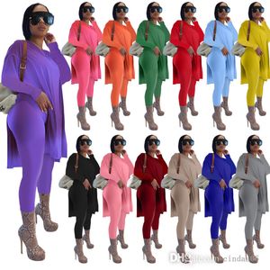 Women Designers Clothes 2023 Tracksuits Two Piece Pants Set Long Sleeve Suit Split Tops And Leggings Outfits Plus Size XS 3xl 4xl 5XL