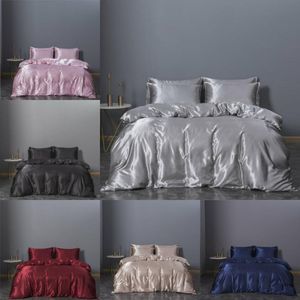 2020 Conjuntos de cama a quente - conjuntos de cama 3 pcs Solid Bed Suit Duvet Capa de seda Designer de seda Suprimentos em estoque