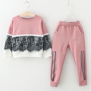 Garoto sets primavera outono roupas casuais para menino e menina carta de manga longa camisa esportes calça 2pc moda vestuário conjunto 210429