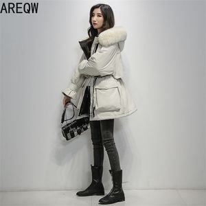 女性の冬の服韓国の緩いパーカーの中長い厚いばかりのフグジャケットとサイズの女性のためのサイズの服211008