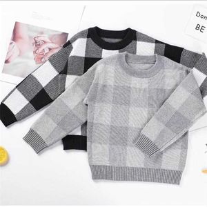 Children's sweater Sale Spring/Autumn Children Sweaters Cotton lattice Boy's For 1-6 years kids wear Girl Clothing 211104