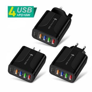 48W Universal 5 Ports USB-Ladegeräte Typ C PD-Ladegerät Schnelles Handy-Reise-Wandladegerät für iPhone Samsung Cablbe-Ladeadapter