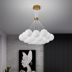 LED Kolye Lambaları Yaratıcı 3D Baskı Kabarcık Ay Oturma Odası Asmak Işıkları Modern Minimalist Çocuk Yatak Odası