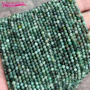 Högkvalitativ naturlig smaragdsten 2,5/3/4 mm facetterad rund lös distanspärlor DIY Armband Halsband Smycken Tillbehör 38cm b140