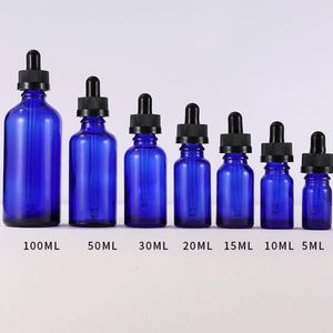 Partihandel 5ml 10ml 15ml 20 ml 50 ml 100 ml glasdroppflaskor Essentiell oljebehållare för E Juice flytande kosmetika