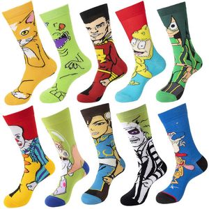 Men's Socks Men Crew Anime Skateboard Cartoon Movie Gamers Novelty Meias Hip Hop Calcetines