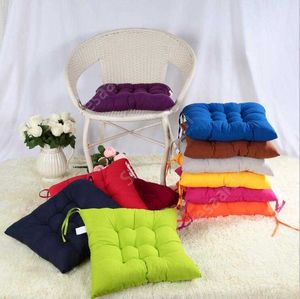 Seat Cushion Non-slip Soft Comfort Seat Mat Seat Pad Patio Solid Color Garden Square Indoor Dining Tie On Office Chair Cushion DAS322