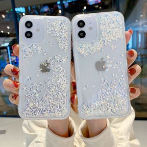 動的液体Quicksand Bling電話ケースfor iPhone 12 11 Pro Max XR XS 7 8 6 Plus Samsung S20 Ultra Shiny透明ハードバックカバーケース