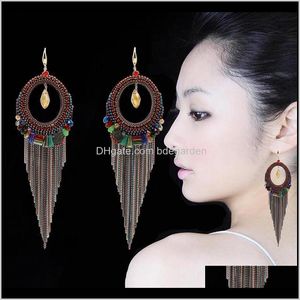 Dangle & Chandelier Drop Delivery 2021 Crystal Rhinestone Acrylic Circle Red Purple Colorful Handmade Chain Long Tassel Earrings For Women Wi