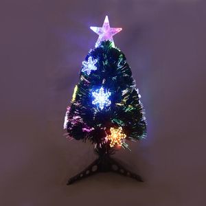 Weihnachtsdekorationen 2021 Schneeflocken Faserbaum Geschenk LED Lichter Weihnachten Künstliche Ornamente für Home Office Store El Festival Decor