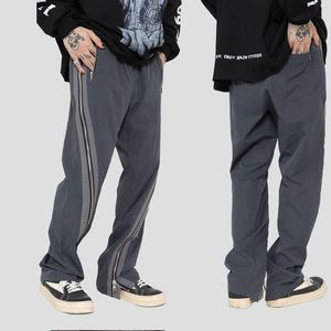 Мужские брюки с боковой молнией Pull Away Loose Casual Streetwear Hiphop Boot Cut Pant For Men Jogger Sweatpants Мужские спортивные брюки