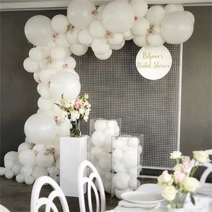 98 pcs White Balloon Balloon Garland Kit de Casamento Festa de Casamento Suprimentos Aniversário Dia dos Namorados Decoração 211216