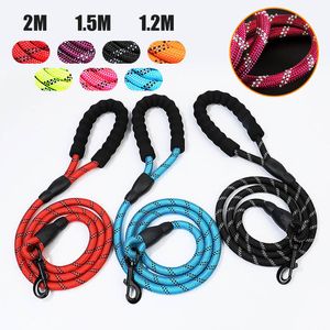 Cachorro quente coleira reflexiva nylon médio grande filhote de cachorro durável colar de trelas chumbo corda para gato grande pet hirness 7 cor