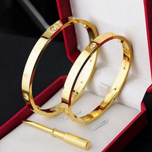 Aço inoxidável amor pulseira de prata rosa ouro pulseira mulheres homens desenhador de fenda parafuso de fenda pulseira jóias de casal com pó vermelho