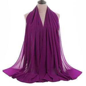 2021 Moda Musulmana Chiffon Hijab Sciarpa Donne Sciarpe Pianura Scialle Lungo Hijab Islamico Testa Sciarpa Avvolgere Turbante Echarpe Foulard Femme