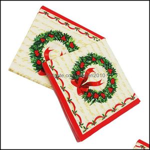 Wholesale tissue napkins for sale - Group buy Table Napkin Home Textiles Garden Christmas Wreath Printed Napkins Disposable Tissue Wood Pp Dinner Birthday Party Supplies Xmas Fa