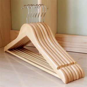 5Piece Solid Wood Hangers for Clothes Drying Rack Clothing Non-Slip Wooden Suit Shirt Trousers Sweaters Dress Organizer 210904