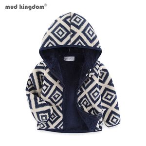 Mudkingdom Boys Gils Hooded Coats Fashion Dinosaur Print Pattern Long Sleeve Children Outerwear Winter Fleece Jackets Clothing 211203