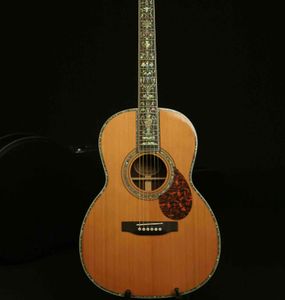 Custom Grand 39 Inch Solid Cedar Top OOO Shape Acoustic Guitar Real Abalone Ebony Fingerboard Rosewood Back Sides