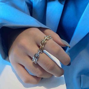 Todorova Lock Chain Rings For Women Vintage Handmade Hasp Adjustable Minimalist Unique Design Ring Wholesale Party Jewelry Gift G1125