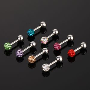 Colorful Stainless Steel Body Piercing Jewelry Gem Tongue Lip Stud Cartilage Barbell Style Men and Women