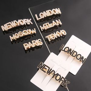 World City LONDON NEWYORK Paris Milan Hair Clip Hairdress Pearl Barrettes Clips Bobby Pin for Women Children kids Fashion Jewelry Will and Sandy