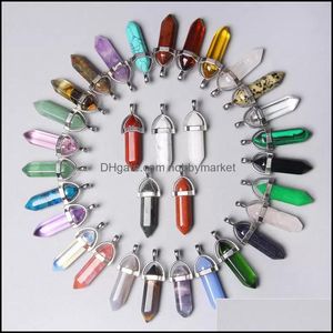 Charms Jewelry Findings & Components Fashion Natural Stone Crystal Pillar Pendants Pendum Column Agates For Making Diy Necklace Reiki Healin