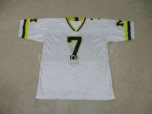 Cusmtom Vintage Michigan Wolverines Football Jersey White Yellow Mens Women Młodzieżowe STITT Dodaj dowolny numer XS-5XL