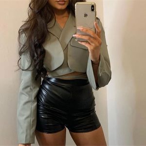 Blazer Women Spring and Autumn New Double Decker Blazer Sexy Long Sleeve Slim Fitting Navel Strap Top 210422