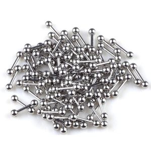 20 Pcs Lot Stainless steel Tongue Ear Rings Bars Barbell For Woman Man Unisex Body Piercing Jewelry Wholesale