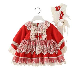 Ragazza del bambino Lolita Abiti da principessa Bambini Rosso Abito spagnolo Autunno Neonate Natale Vestire Infantile Anno Abiti 210615