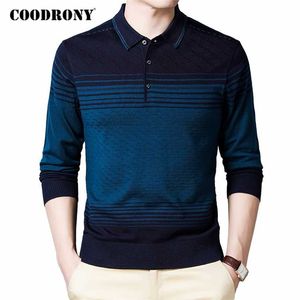 Coodrony Marka sweter Mężczyźni Jesień Zima Turn-Down Collar Pullover Mężczyźni Moda Kolor Casual Pull Homme Knitwear Odzież C1130 211221