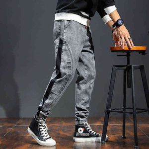 Men's Fashion Pants Elastic Band Overweight Large Size Jeans Cowboy Trousers Male Fashionable Patchwork Streetwear Plus Size Man G0104