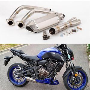 Motorcycle Exhaust System MT-07 With DB Killer For Moto Modified Pipe Small Hexagon MT07 Front Section FZ07