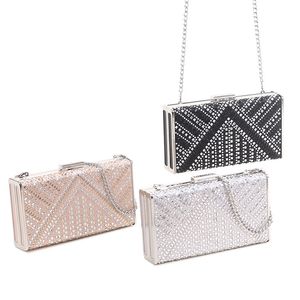 Beading Diamonds Women Evening Bags Black Pink Color Flap Design Shoulder Chain Day Clutch Handbags Purse