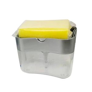 Dispensador de sabão líquido Abs Cozinha El Home Sponge Caddy Limpeza Portátil Banheiro Banheiro resistente à mão Hand Push Push Bomba Solution