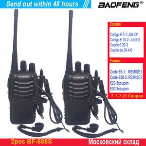 2 pçs / lote Baofeng BF-888S Walkie Talkie Two-Way Radio Set BF 888S UHF 400-470MHz 16CH Walkie-Talkie Transceptor de rádio