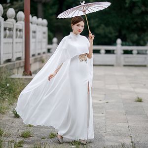 아시아 민족 무대 착용 현대 qipao 전통적인 동양 가운 중국 여성의 긴 여름 우아한 Vestido 빈티지 cheongsam 파티 공연 드레스 볼룸