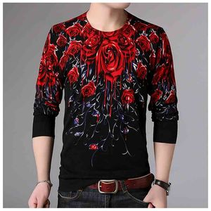 Creative 3D Rose Pattern Printing Fashion Fancy Pullover Stickad tröja Höstkvalitet Mjuka bekväma män M-XXXL 210918