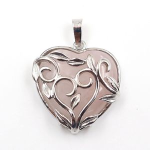 Wholesale wrap plate for sale - Group buy 10 Silver Plated Pendant Leaf Flower Wrap Romantic Love Heart Lapis Lazuli Rose Quartz Fashion Jewelry