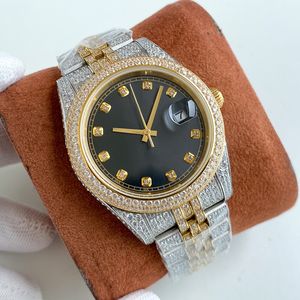 Full Diamond Mens Watch Automatische mechanische Armbanduhr 41 mm Diamanten Lünette wasserdichte Armbanduhren Männer Armbanduhren Montre de Luxe