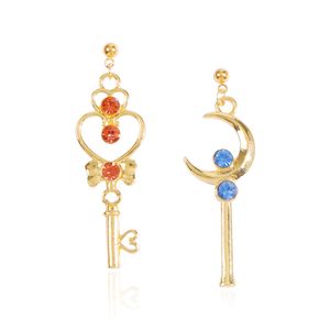 Fashion Simulated Fancy Diamond Dangle & Chandelier Earrings Moon Key Asymmetric Earring Luxury Designser Jewelry E7131